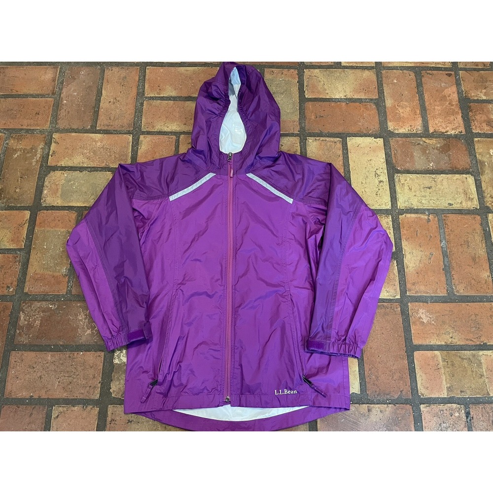 LL Bean Jacket Youth Size L 14-16 Purple Girls Rain Coat Water Resistant Shell